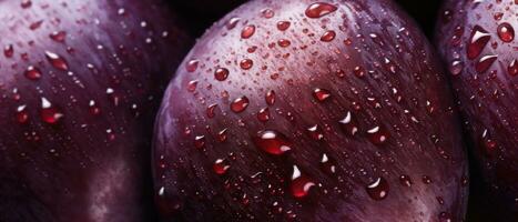 Macro shot of whole plums. AI Generative photo