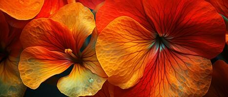 Striking macro capture of a Nasturtium flower. AI Generative photo