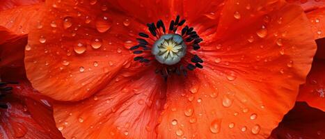 Macro capture of a poppy flower. AI Generative photo