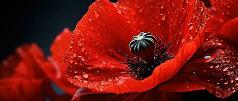 Macro capture of a poppy flower. AI Generative photo