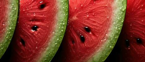 Detailed macro view of watermelon flesh. AI Generative photo