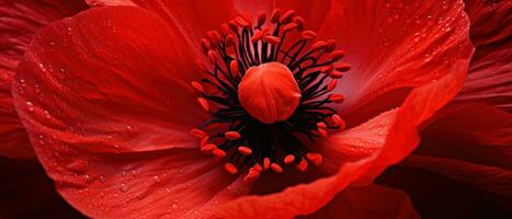 Macro capture of a poppy flower. AI Generative photo