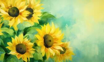 Watercolor painting of sunflowers with vibrant yellow petals. AI Generative photo