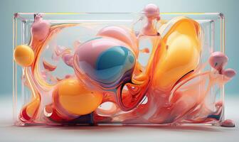 Vibrant 3D of swirling liquid in a glass vessel. AI Generative photo