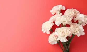 Elegant white and red carnations gracefully arranged. AI Generative photo