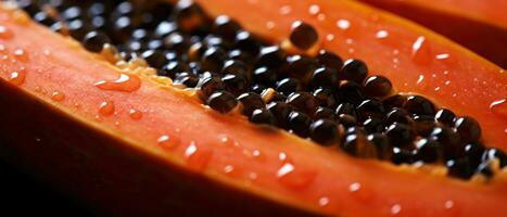 Macro view of papaya. AI Generative photo