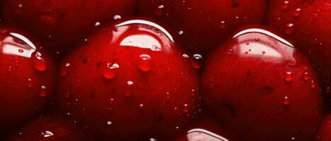 Detailed view of a ripe cherry's surface. AI Generative photo