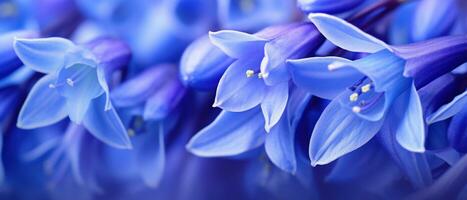 Intricate macro shot of a Bluebell flower. AI Generative photo