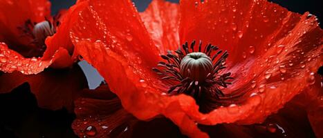 Macro capture of a poppy flower. AI Generative photo