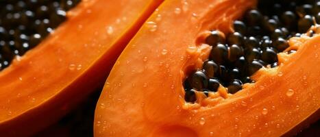 Macro view of papaya. AI Generative photo