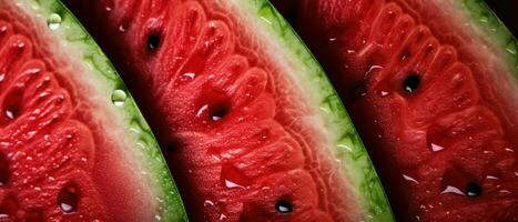 Detailed macro view of watermelon flesh. AI Generative photo