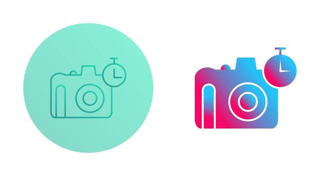 temporizador único en el icono de vector de cámara