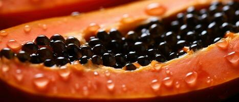 Macro view of papaya. AI Generative photo