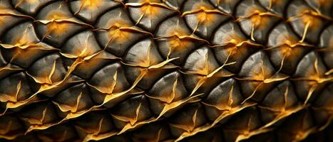 Detailed macro shot of a pineapple. AI Generative photo