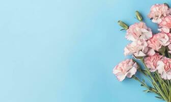 encantador ramo de flores de rosado y púrpura claveles contra. ai generativo foto