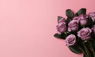 Elegant bouquet of lilac roses. AI Generative photo