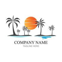 Palm tree summer logo template vector