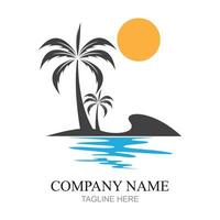 Palm tree summer logo template vector