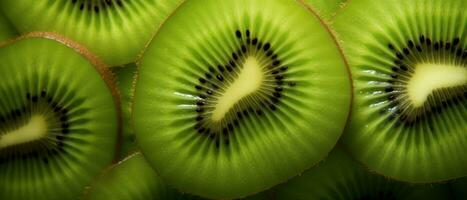 Detailed macro view of juicy kiwi pulp. AI Generative photo