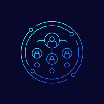 Hierarchy icon with people, linear design vector