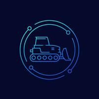 Crawler dozer icon, linear design vector