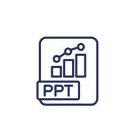 ppt archivo formato línea icono, presentación y diapositivas vector