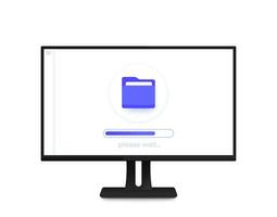 Move or copy files in folder, vector design with monitor mockup