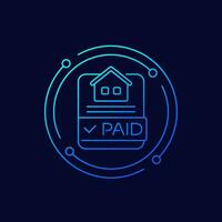 house loan, paid mortgage icon, linear design vector