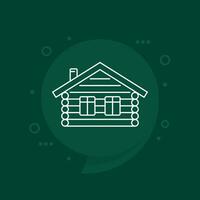 log cabin line icon, wooden house vector