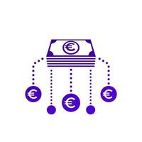 Financial assets diversification, income sources, interest return icon with euro vector