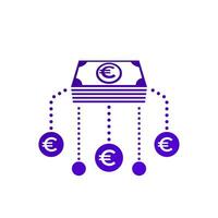 Financial assets diversification, income sources, interest return icon with euro vector