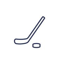 hielo hockey línea icono con un palo vector