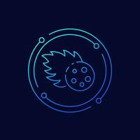 comet, meteor icon, linear design vector