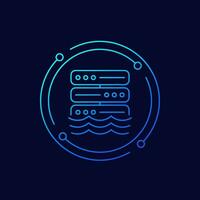 Data lake icon, linear design vector