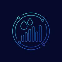 Rainfall graph icon, linear design vector