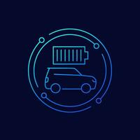 car and a full battery icon with suv, linear design vector