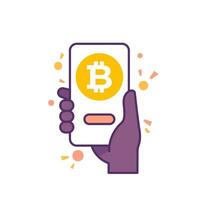 bitcoin wallet vector icon, mobile app for crypto