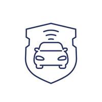 car alarm line icon with a shield vector