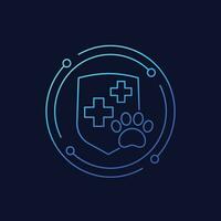 Pet insurance icon, linear design vector