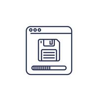 backup or copy files line icon with a floppy disk vector