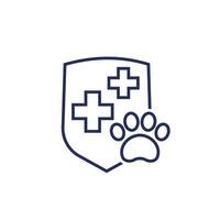 Pet insurance line icon with a shield vector