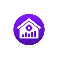 Smart home icon with a house and graph vector