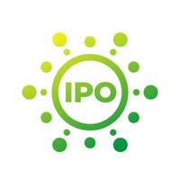 ipo, inicial público ofrecimiento icono en blanco vector