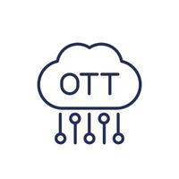 ott medios de comunicación plataforma línea icono con un nube vector