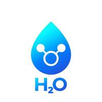 H2O icono con agua soltar y molécula vector