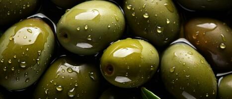Macro image of an olive. AI Generative photo