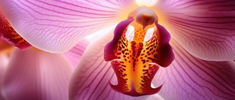 Macro capture of an orchid's texture. AI Generative photo