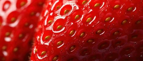 Macro view of a strawberry's surface. AI Generative photo