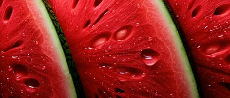 Detailed macro view of watermelon flesh. AI Generative photo