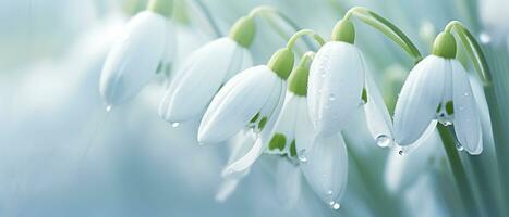 Detailed image of a pristine snowdrop. AI Generative photo